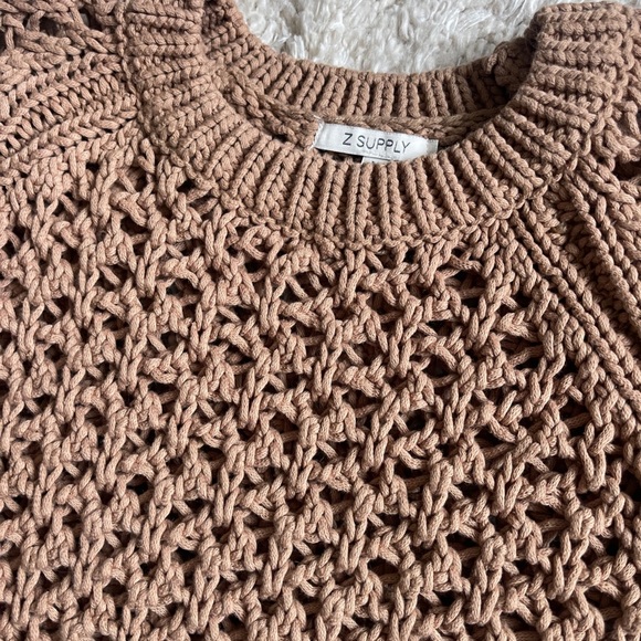 Z Supply Chunky Knit Brown Sweater See Through Medium - Picture 4 of 4